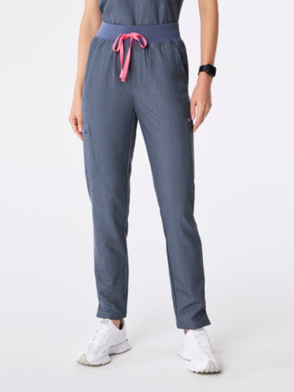Figs Women's High Waisted Yola Skinny Scrub Pant in Heather Denim